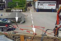 thumb Passage sous la place du village, la rivière et les canalisations existantes
